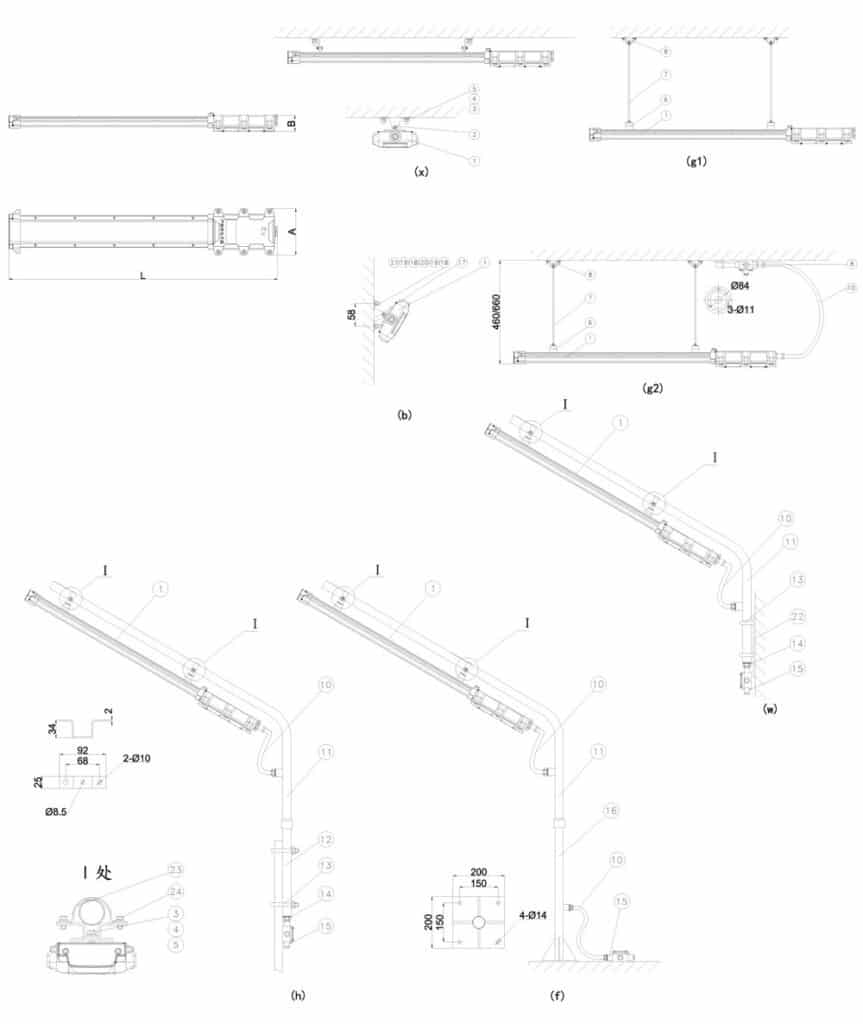 LED Explosion proof linear lights sizes and installation